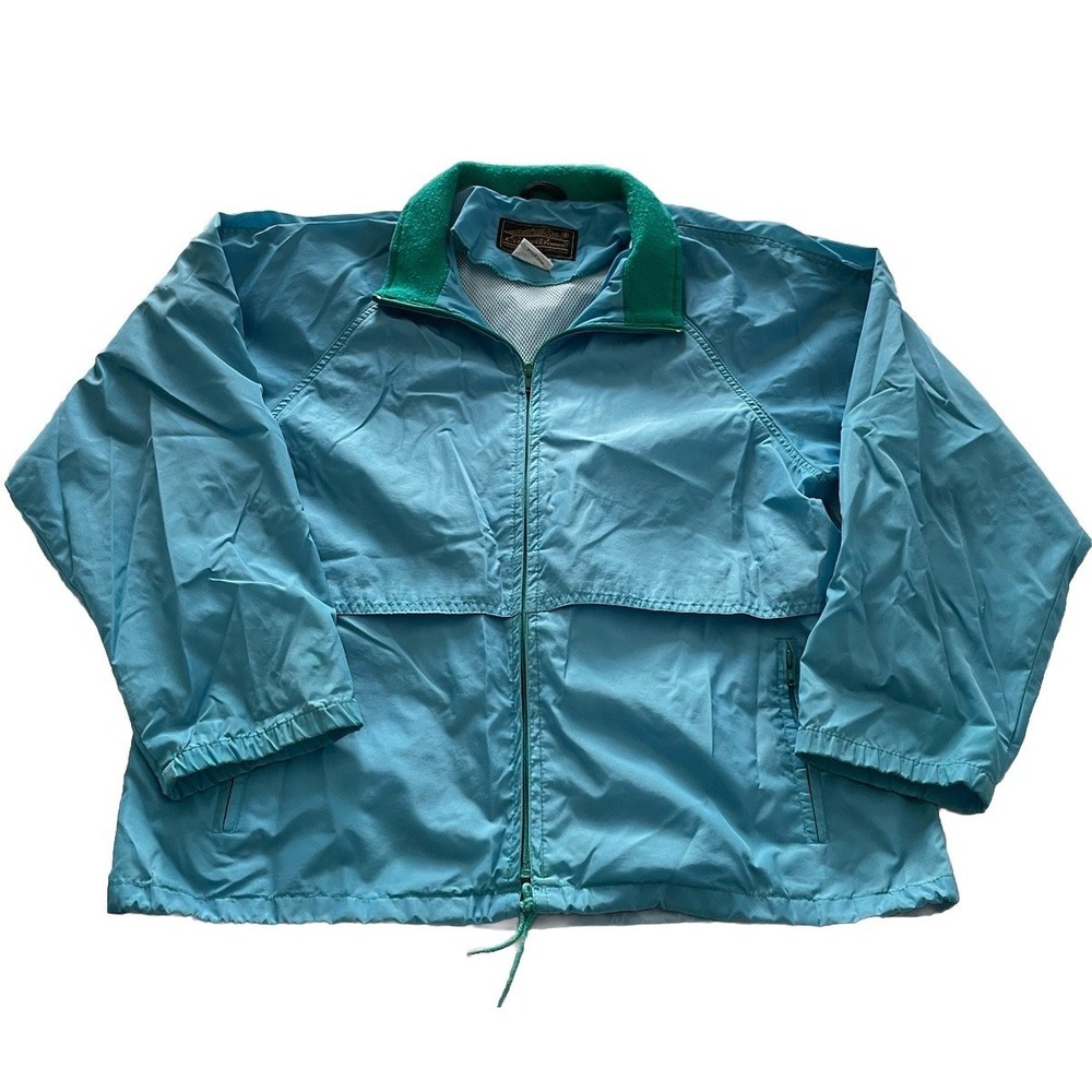 Vintage Eddie Bauer Jacket Womens Large Nylon Mesh Lined Windbreaker 90s‎ Blue
